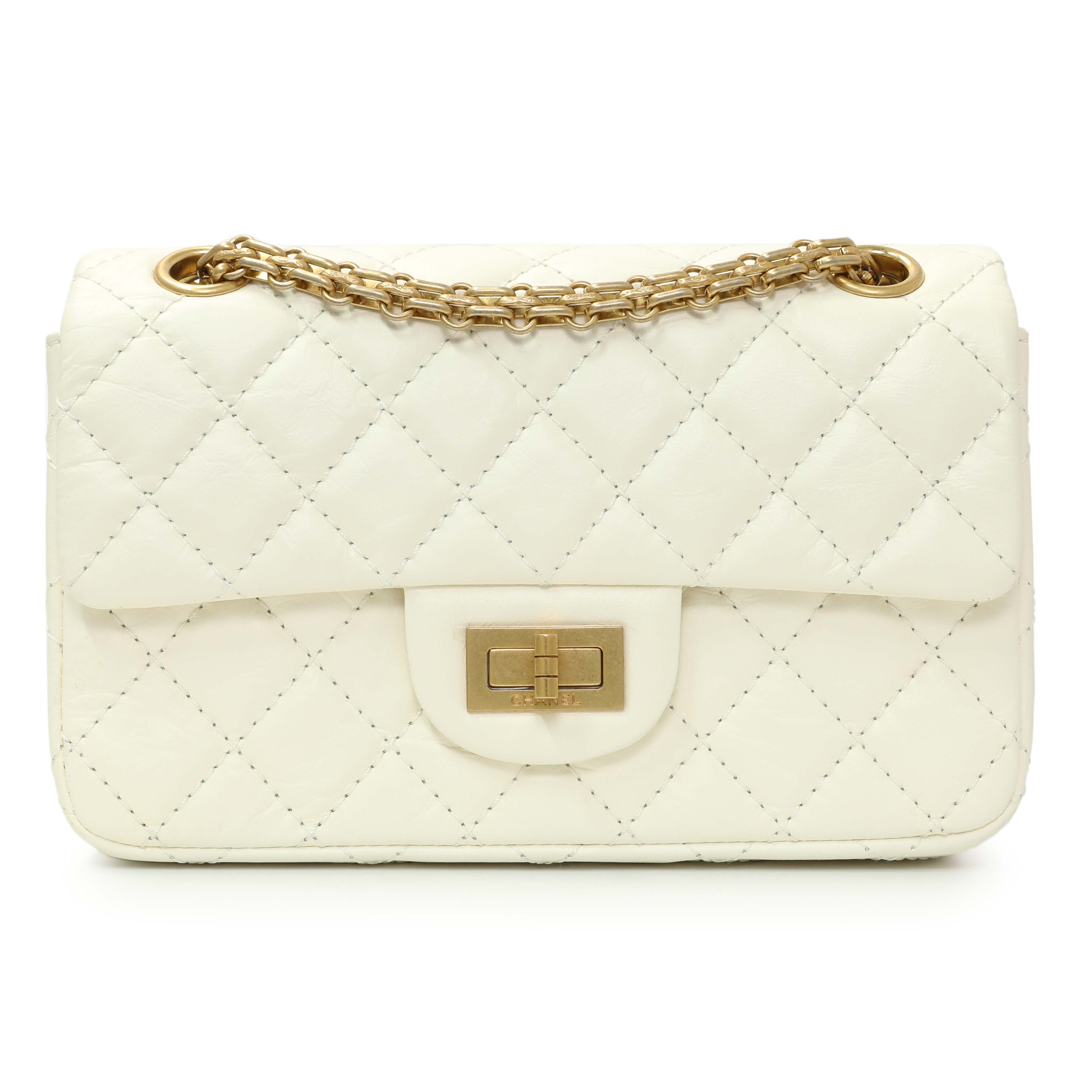 Chanel White Quilted Aged Calfskin 2.55 Reissue Flap 224 – Modaselle