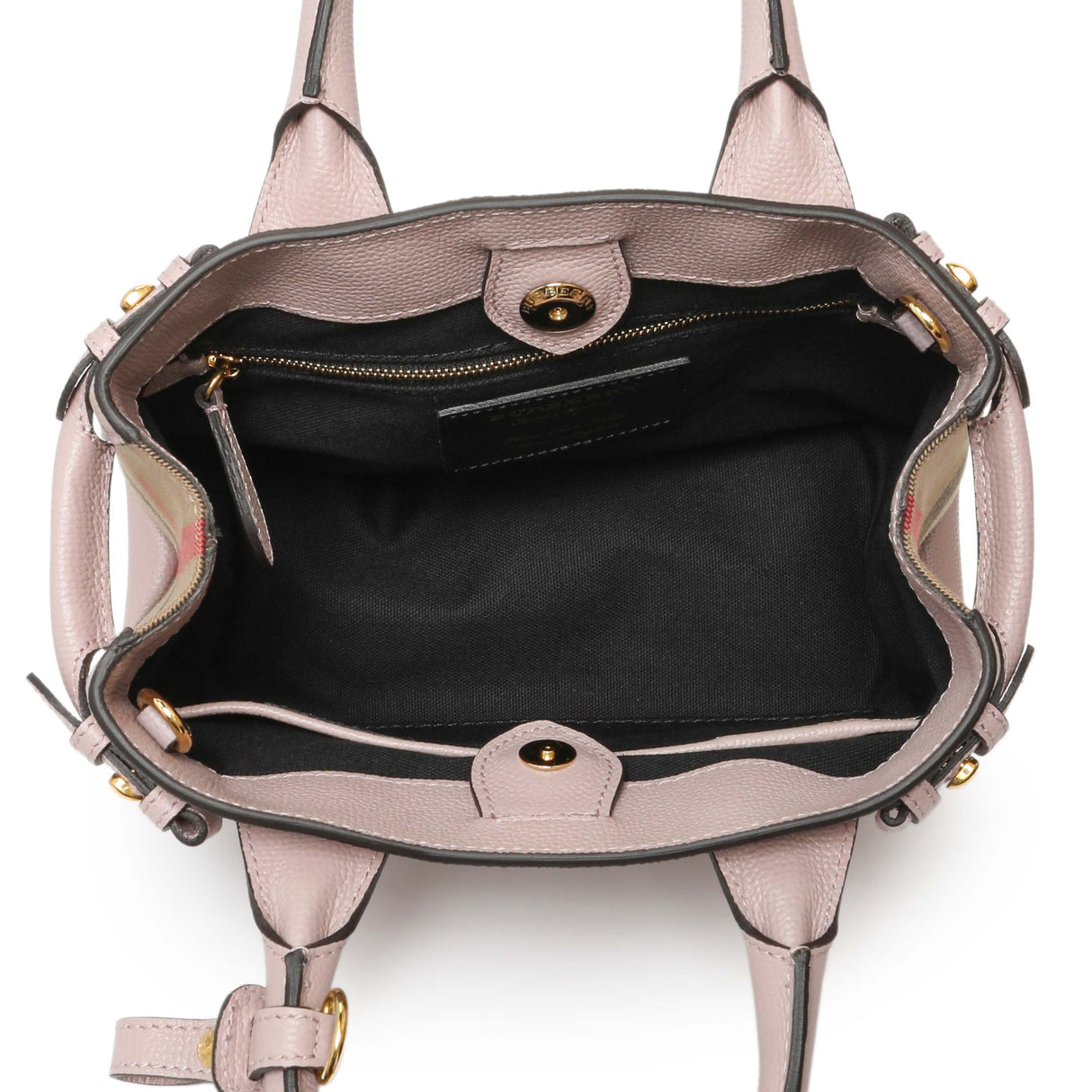 Burberry Derby Calfskin House Check Small Banner Tote Handbags Burberry