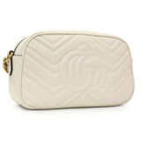 Gucci White Calfskin Matelasse Small GG Marmont Chain Shoulder Bag Handbags Gucci