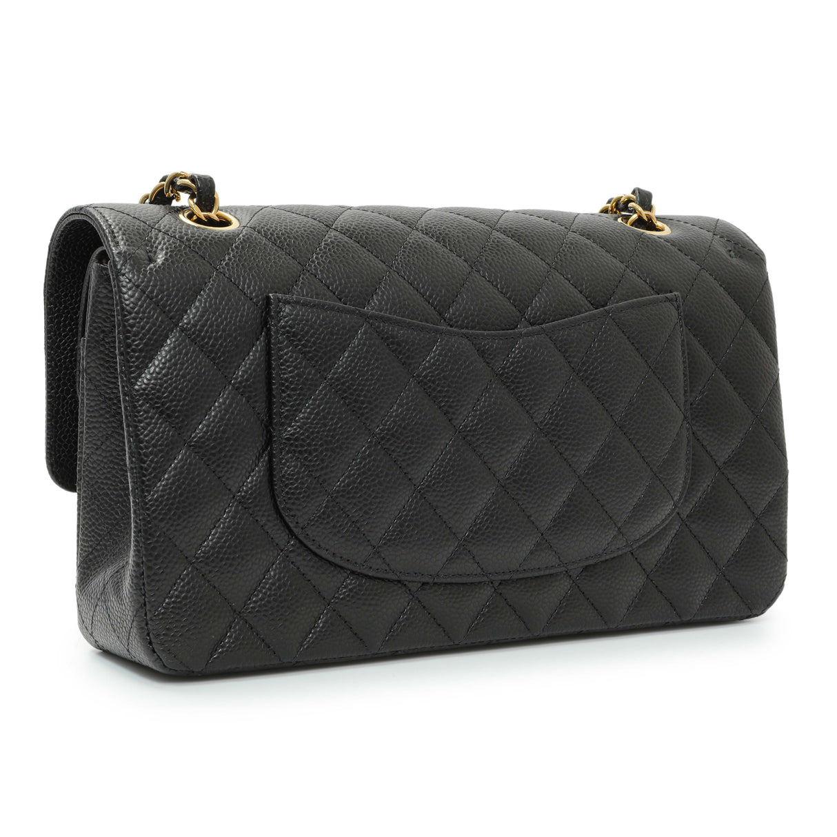 Chanel Black Quilted Caviar Medium Classic Double Flap Handbags Chanel