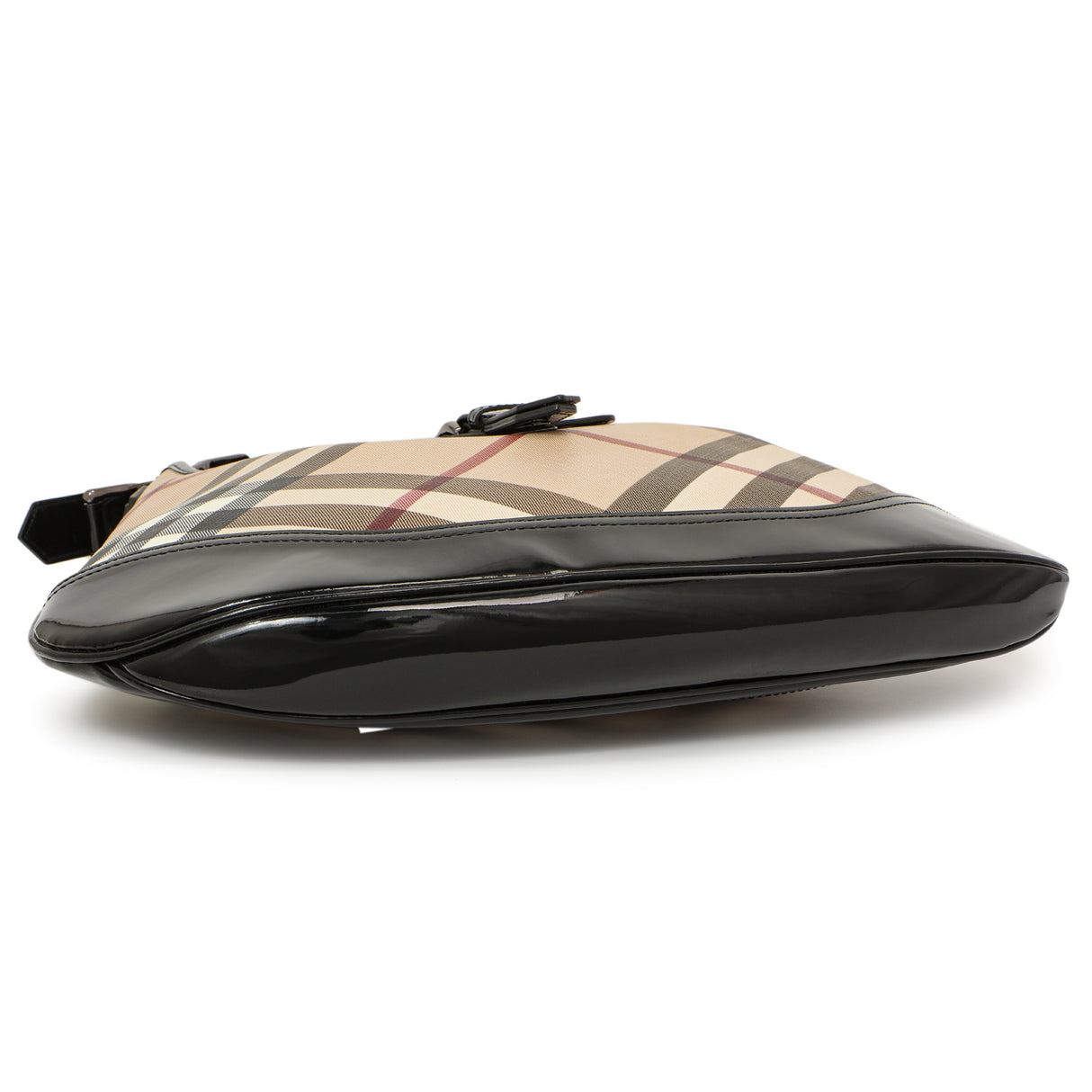 Burberry Black Patent Nova Check Brook Hobo