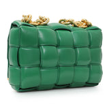 Bottega Veneta Green Lambskin Maxi Intreccio Padded Chain Cassette Crossbody Bag Handbags Bottega Veneta