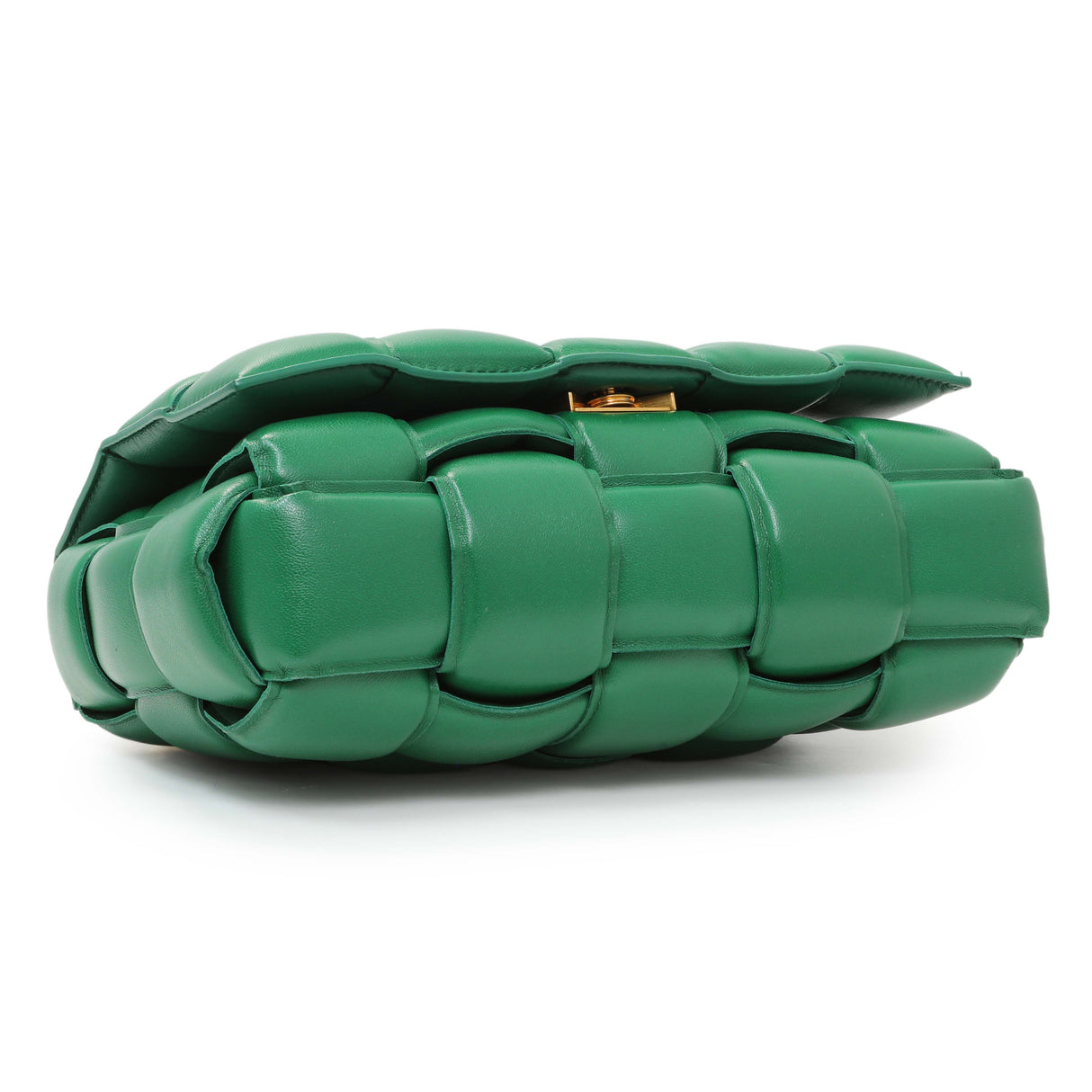 Bottega Veneta Green Lambskin Maxi Intreccio Padded Chain Cassette Crossbody Bag Handbags Bottega Veneta