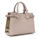 Burberry Derby Calfskin House Check Small Banner Tote Handbags Burberry