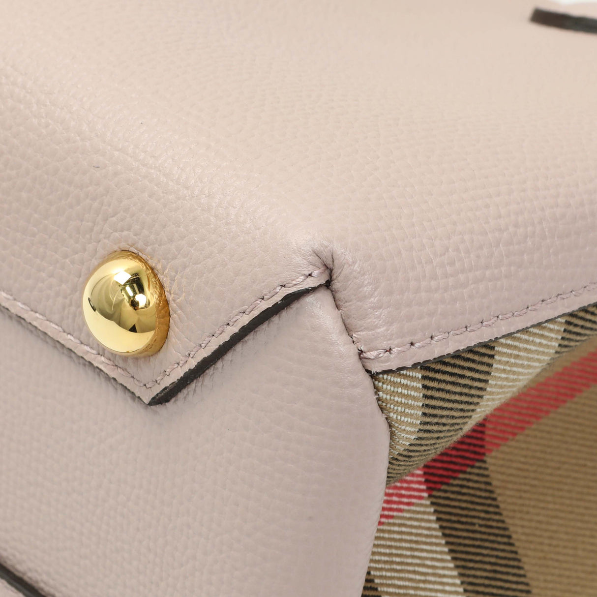 Burberry Derby Calfskin House Check Small Banner Tote Handbags Burberry