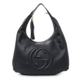 Gucci Navy Blue Pebbled Calfskin Soho Hobo Handbags Gucci
