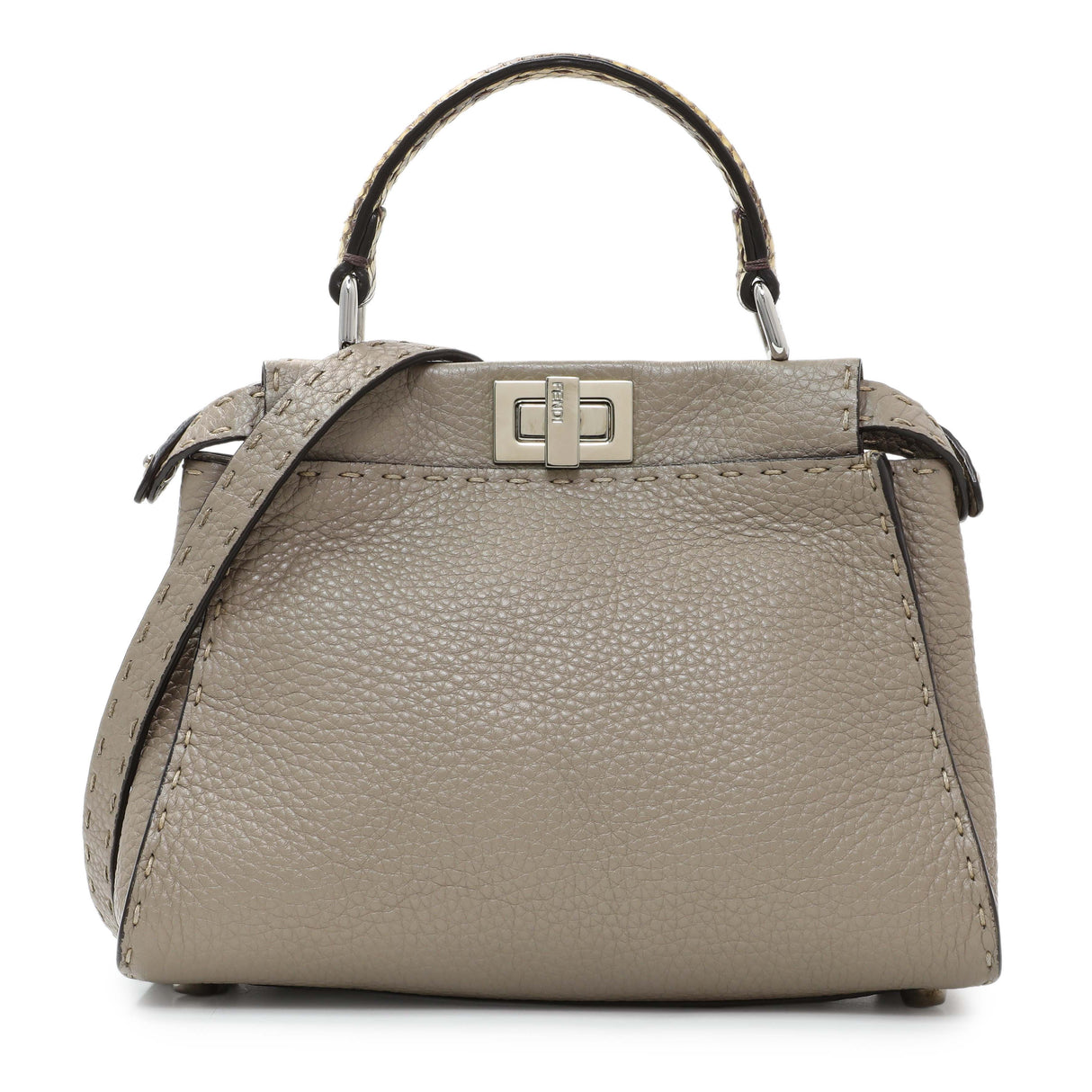 Fendi Plaster Cuoio Romano Snakeskin Selleria Mini Peekaboo Iconic Satchel Handbags Fendi