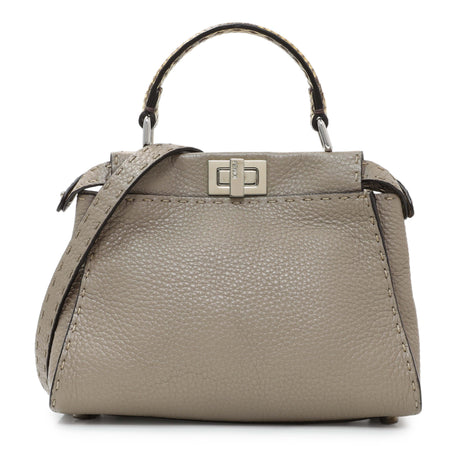 Fendi Plaster Cuoio Romano Snakeskin Selleria Mini Peekaboo Iconic Satchel Handbags Fendi