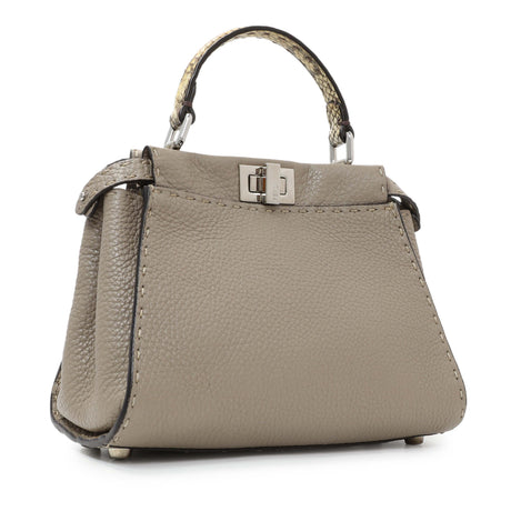 Fendi Plaster Cuoio Romano Snakeskin Selleria Mini Peekaboo Iconic Satchel Handbags Fendi