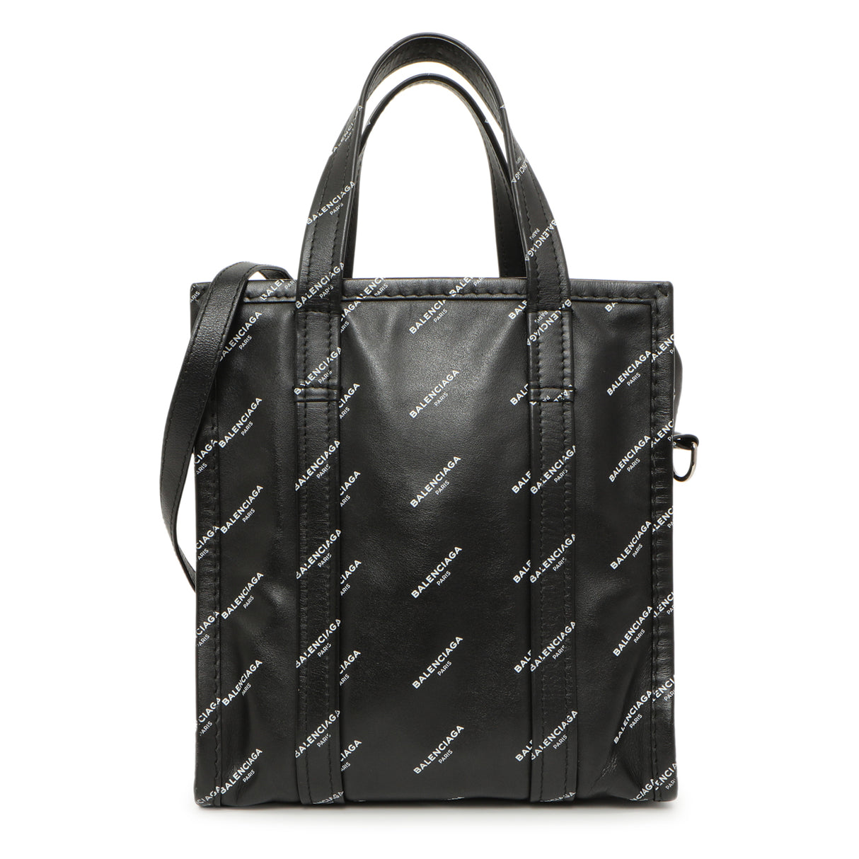 Balenciaga Calfskin Allover Logo XS Bazar Shopper Tote