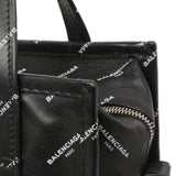 Balenciaga Calfskin Allover Logo XS Bazar Shopper Tote