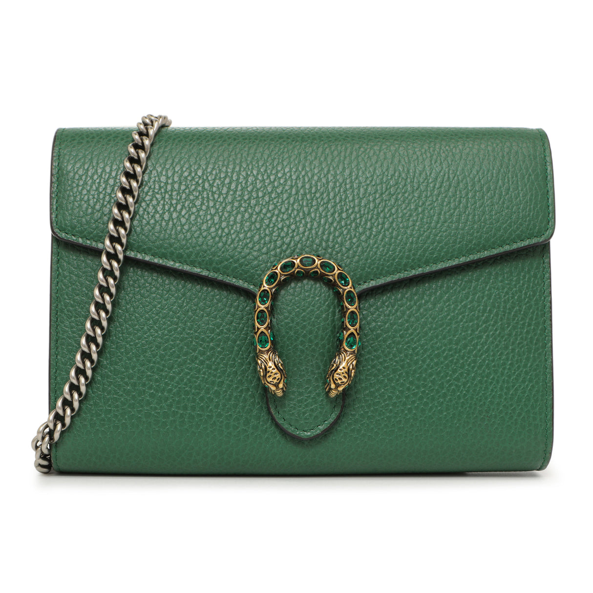 Gucci Emerald Calfskin Mini Dionysus Chain Wallet