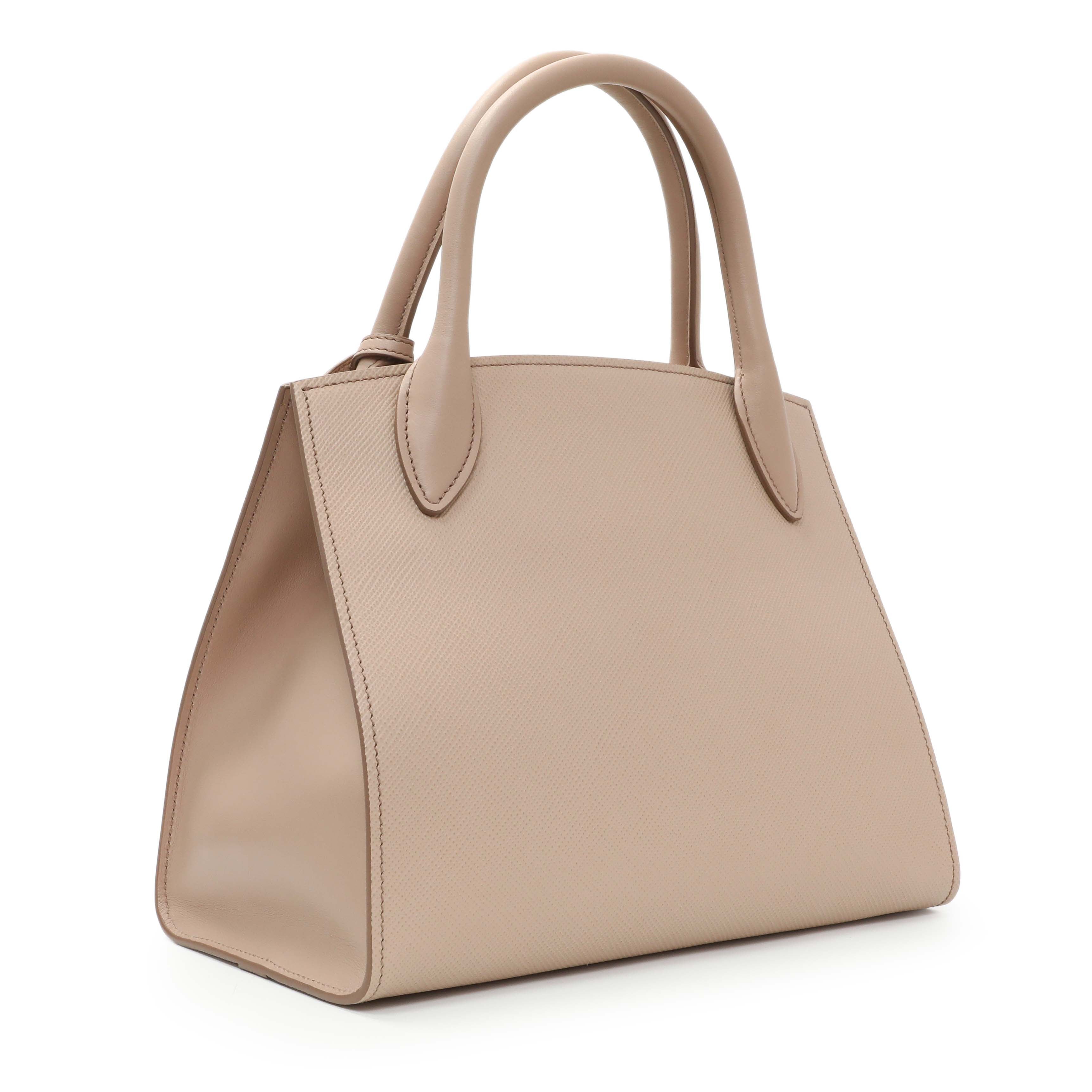 Prada Saffiano Cipria Cuir Calfskin Small Monochrome Top Handle
