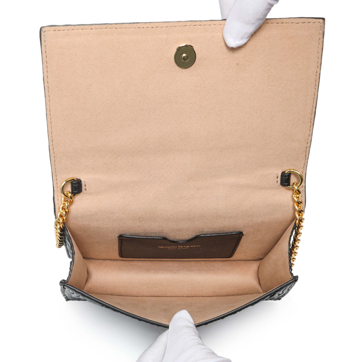 Alexander McQueen Black Pleated Skull Mini Crossbody Bag Handbags Alexander McQueen