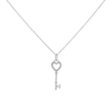 Tiffany & Co. 18K White Gold Diamond Mini Heart Key Pendant Necklace Designer Jewellery Tiffany and Co