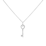 Tiffany & Co. 18K White Gold Diamond Mini Heart Key Pendant Necklace Designer Jewellery Tiffany and Co