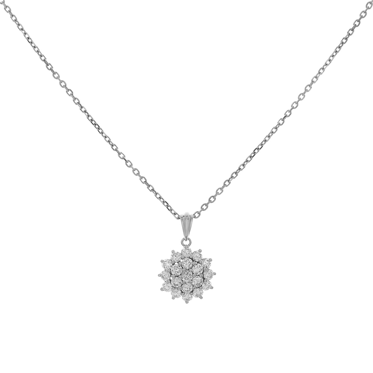 18K White Gold 1.02 Carat Cluster Diamond Pendant