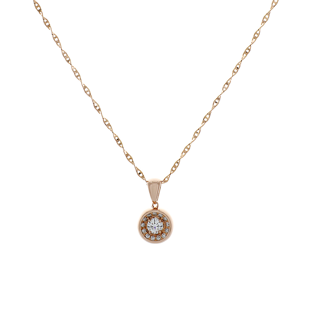 18K Rose Gold 0.38 Carat Diamond Pendant