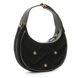 Gucci Black Velvet Matelasse Double G Studs Marmont Half Moon Hobo Handbags Gucci