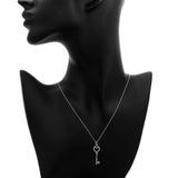 Tiffany & Co. 18K White Gold Diamond Mini Heart Key Pendant Necklace Designer Jewellery Tiffany and Co
