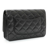 Chanel Black Quilted Shiny Lambskin Golden Links Wallet on Chain Handbags Chanel