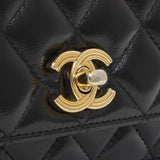 Chanel Black Quilted Shiny Lambskin Golden Links Wallet on Chain Handbags Chanel