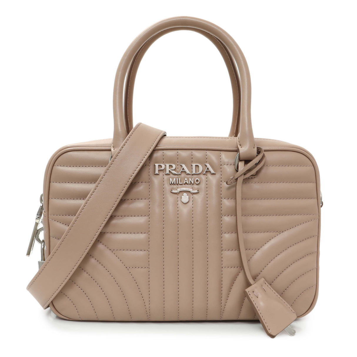 Prada Cipria Soft Calfskin Impunture Diagramme Top Handle Crossbody Bag Handbags Prada