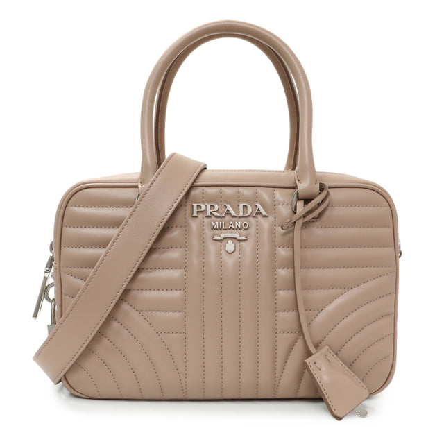 Prada Cipria Soft Calfskin Impunture Diagramme Top Handle Crossbody Bag Handbags Prada