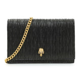 Alexander McQueen Black Pleated Skull Mini Crossbody Bag Handbags Alexander McQueen