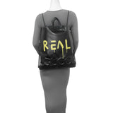 Gucci Black Calfskin GucciGhost Drawstring Backpack Handbags Gucci