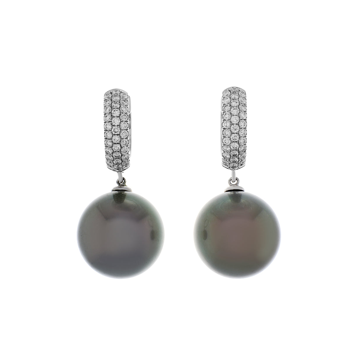 18K White Gold 15mm Tahitian Pearl Earrings