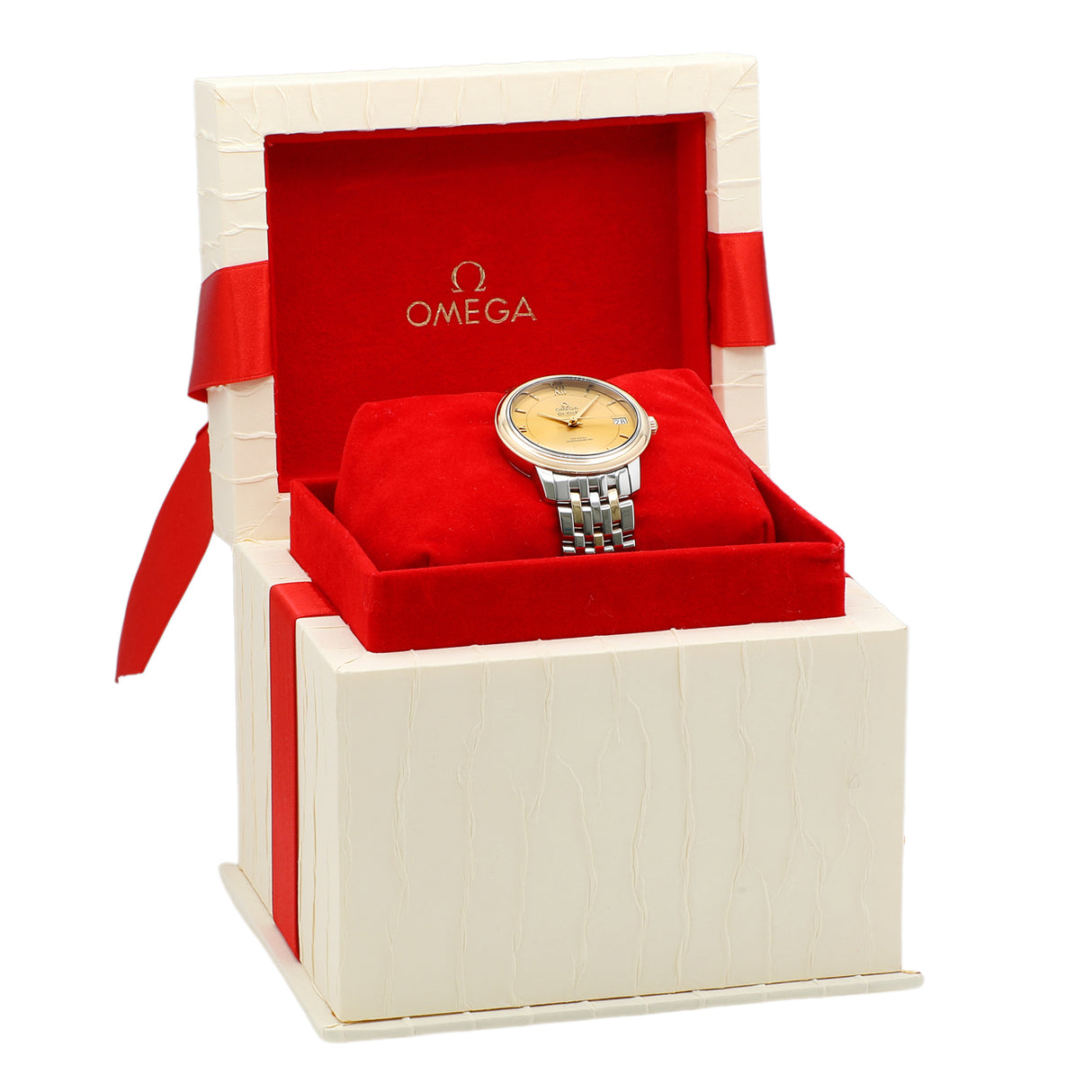 Omega Stainless Steel 18K Yellow Gold De Ville Prestige 424.20.33.20.08.001 Watches Omega