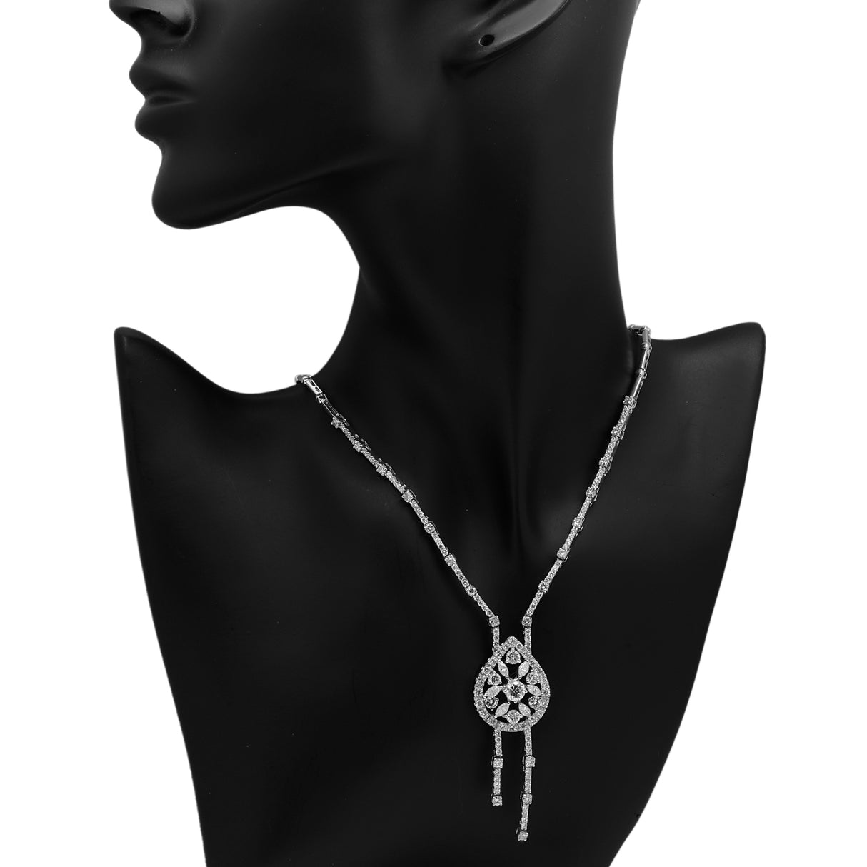 18K White Gold 6.82 Carat Diamond Lariat Necklace