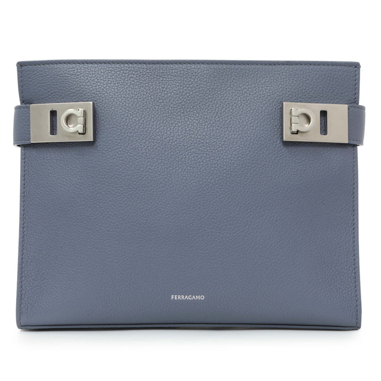 Salvatore Ferragamo Blue Twin Pouch with Gancini Buckles Handbags Salvatore Ferragamo
