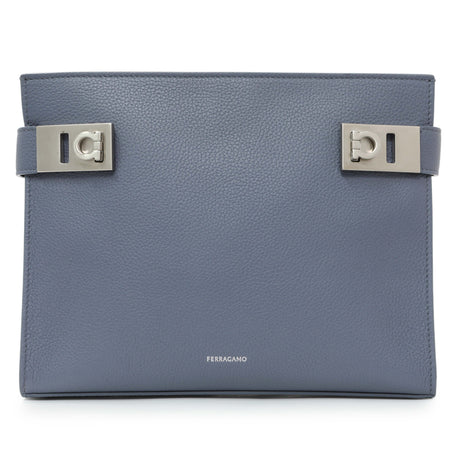 Salvatore Ferragamo Blue Twin Pouch with Gancini Buckles Handbags Salvatore Ferragamo