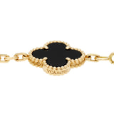 Van Cleef & Arpels 18K Yellow Gold Onyx 5 Motifs Vintage Alhambra Bracelet