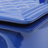 Chanel Blue Quilted Patent Medium Plexiglass Boy Flap Handbags Chanel