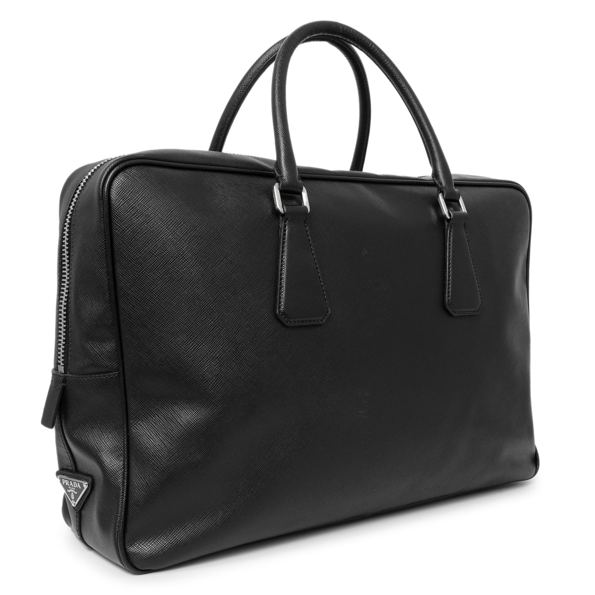 Prada Black Saffiano Travel Briefcase