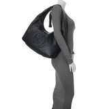Gucci Navy Blue Pebbled Calfskin Soho Hobo Handbags Gucci