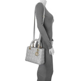 Christian Dior Grey Lambskin Cannage Medium Lady Dior Handbags Christian Dior