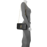 Saint Laurent Black Grain De Poudre Medium Monogram Kate Satchel