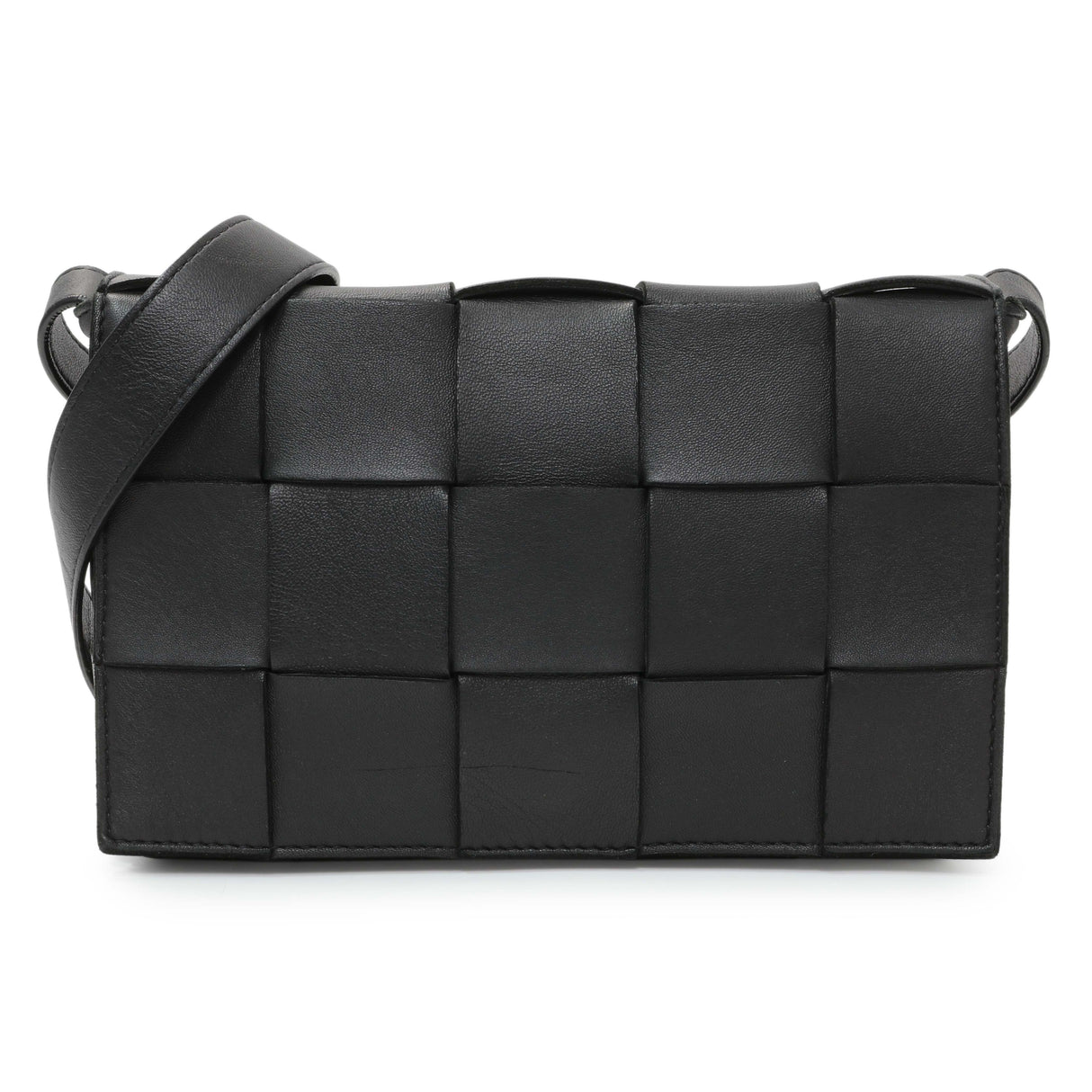 Bottega Venetta Black Lambskin Maxi Intrecciato Cassette Crossbody Bag Handbags Bottega Veneta