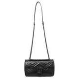 Gucci Black Calfskin Matelasse Monochrome Small GG Marmont Shoulder Bag