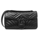 Gucci Black Calfskin Matelasse Monochrome Small GG Marmont Shoulder Bag