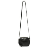 Alexander McQueen Black Calfskin Crocodile-Embossed Mini Camera Shoulder Bag