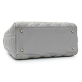 Christian Dior Grey Lambskin Cannage Medium Lady Dior Handbags Christian Dior