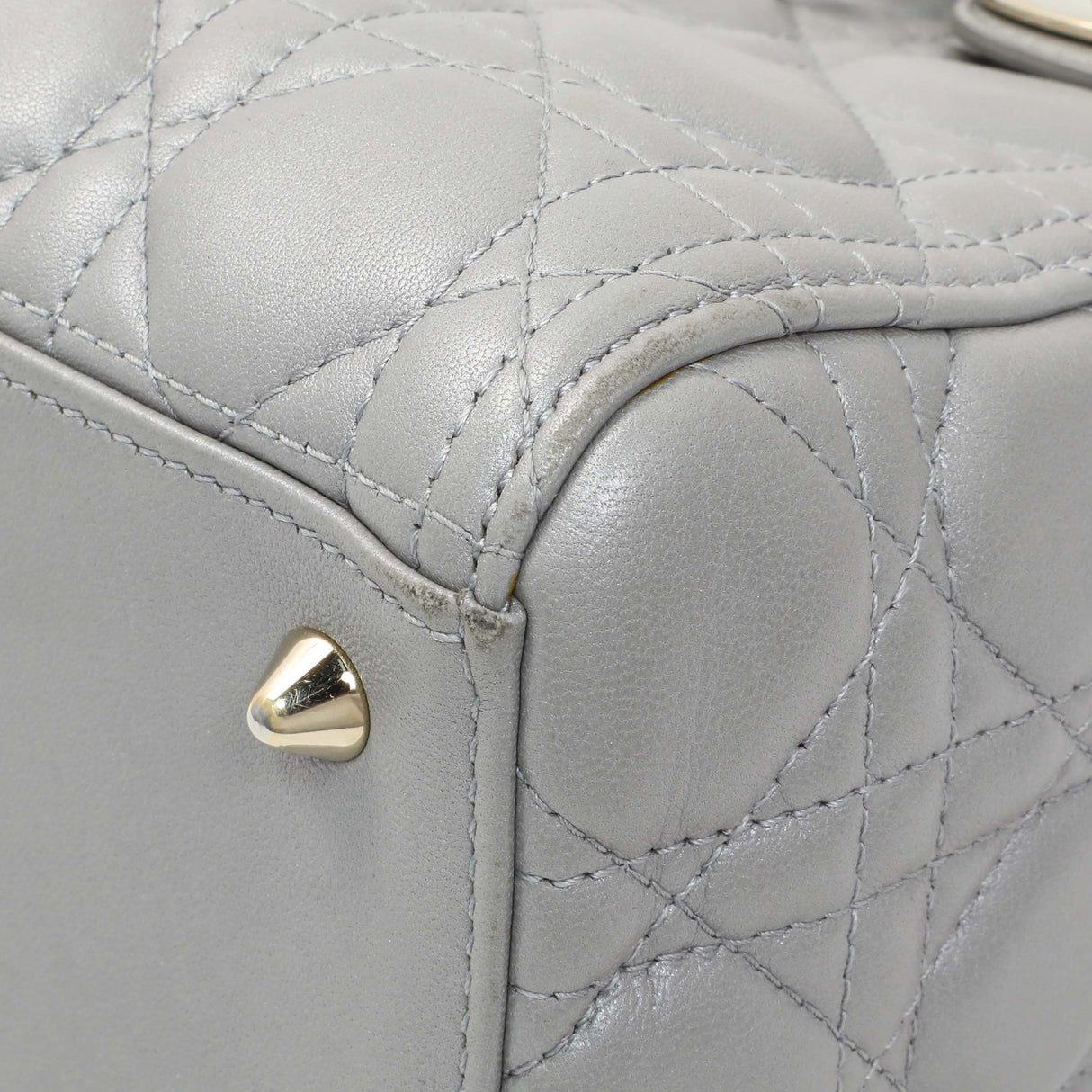Christian Dior Grey Lambskin Cannage Medium Lady Dior Handbags Christian Dior