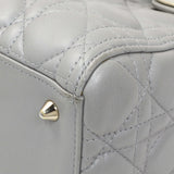 Christian Dior Grey Lambskin Cannage Medium Lady Dior Handbags Christian Dior