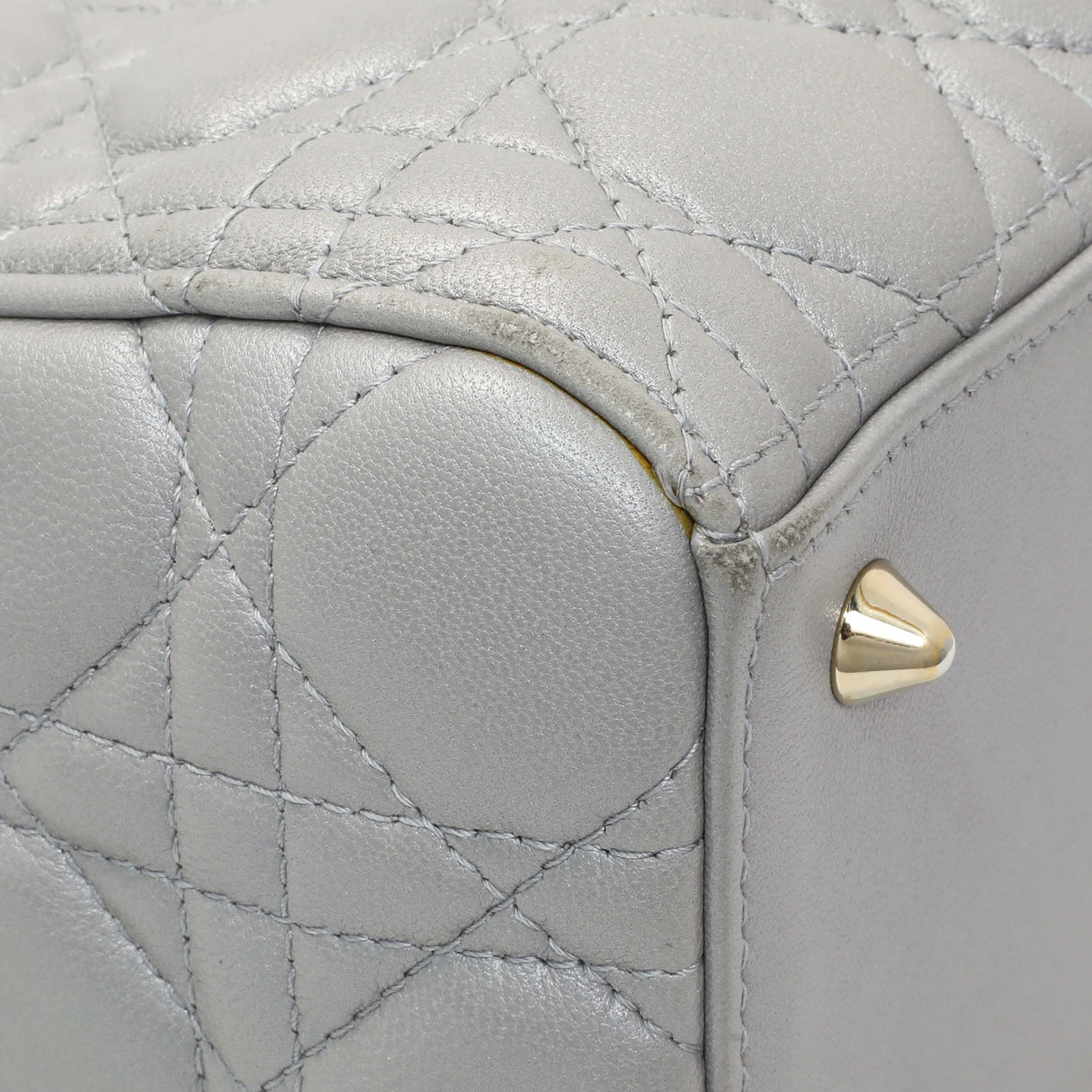 Christian Dior Grey Lambskin Cannage Medium Lady Dior Handbags Christian Dior