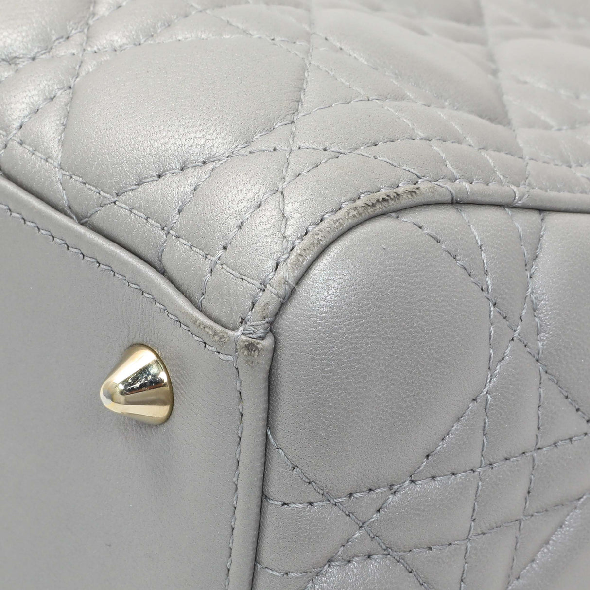 Christian Dior Grey Lambskin Cannage Medium Lady Dior Handbags Christian Dior